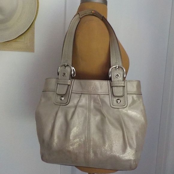 Coach Handbags - FINAL Coach Metallic Leather Shoulder Bag & Dust Cover Bag